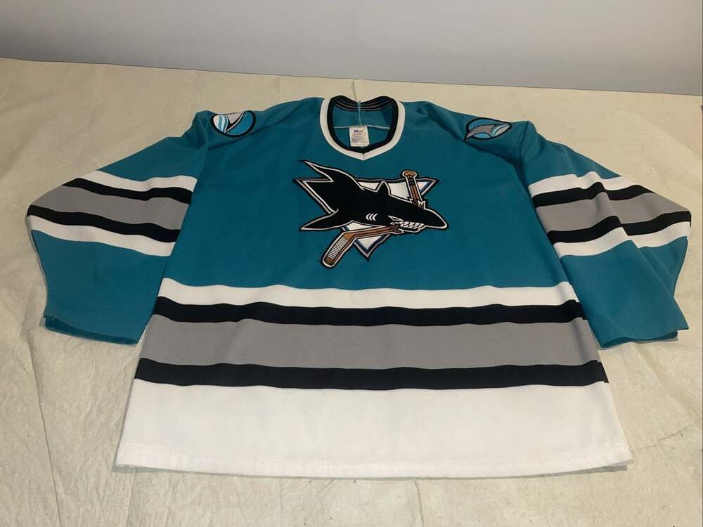 San Jose Sharks Jersey Mens Medium Reebok Clean Vintage Teal NHL